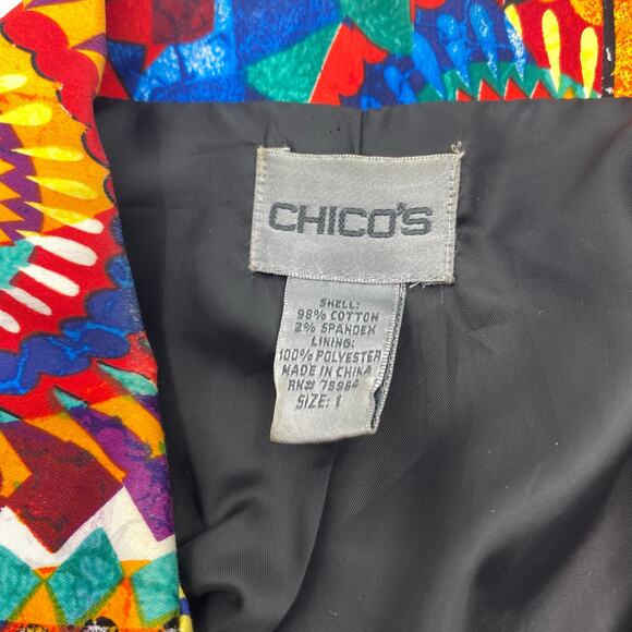 Chico’s Jacket with 3/4 Sleeves Vibrant Print Medium Chico’s size 1 - Picture 3 of 3